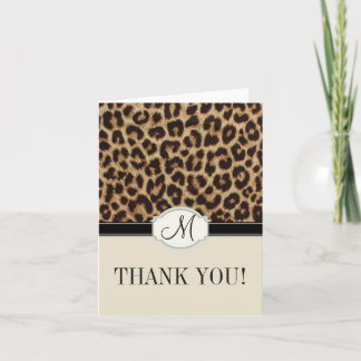 Cartão De Agradecimento Leopard Spots Monograma Obrigado