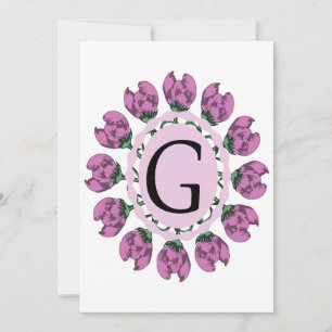 Cartão De Agradecimento Letra maiúscula G monograma floral