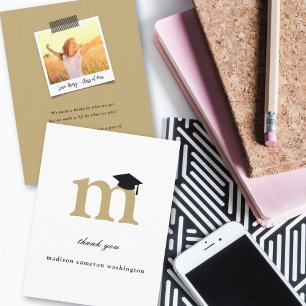 Cartão De Agradecimento Letra monográfica clássica M Boné de formatura 