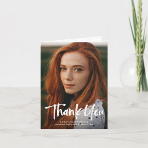 Cartão De Agradecimento Letras Modernas Simples 3 Foto Graduação Dobrada