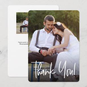 Cartão De Agradecimento Letreirismo Casamento Simples Fotos Personalizadas