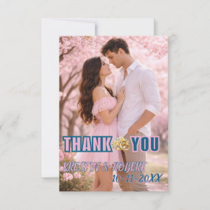 Cartão De Agradecimento letreiro de caligrafia foto de casamento obrigado