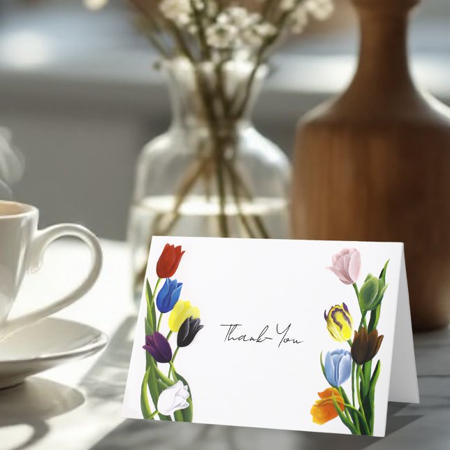 Cartão De Agradecimento LGBTQ mais Flores de Tulipas (Criador carregado)