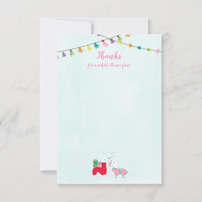Cartão De Agradecimento Lhamas no Partido Sumber de Pijamas (Frente)