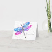 Libélula aquarela rosa azul clássico Aniversário