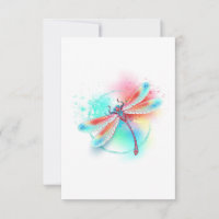 libélula vermelha sobre fundo de aquarela