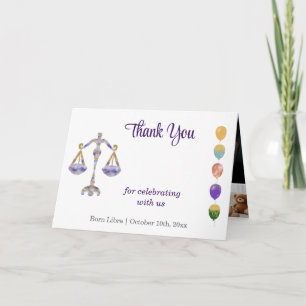 Cartão De Agradecimento Libra 1º Aniversário Ouro & Obrigado Foto