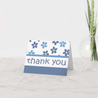 Cartão De Agradecimento Light Blue Floral Pattern "Thank You" cards
