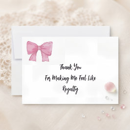 Cartão De Agradecimento Like Royalty | Pink Bow Card