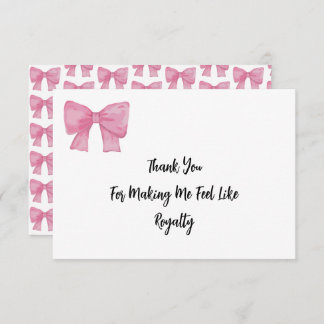 Cartão De Agradecimento  Like Royalty | Pink Bow Card