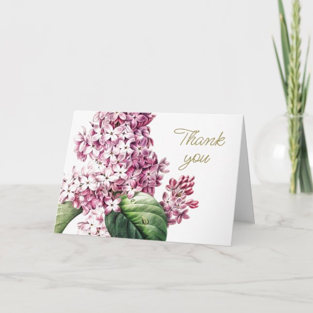 Cartão De Agradecimento Lilac Botânico Moderno Elegante - Obrigado (Frente)