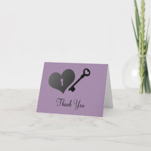 Cartão de Agradecimento Lilac Heart Lock and Key