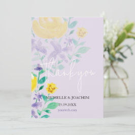 Cartão De Agradecimento Lilás Floral Boho Elegante e Bonito Aquarela