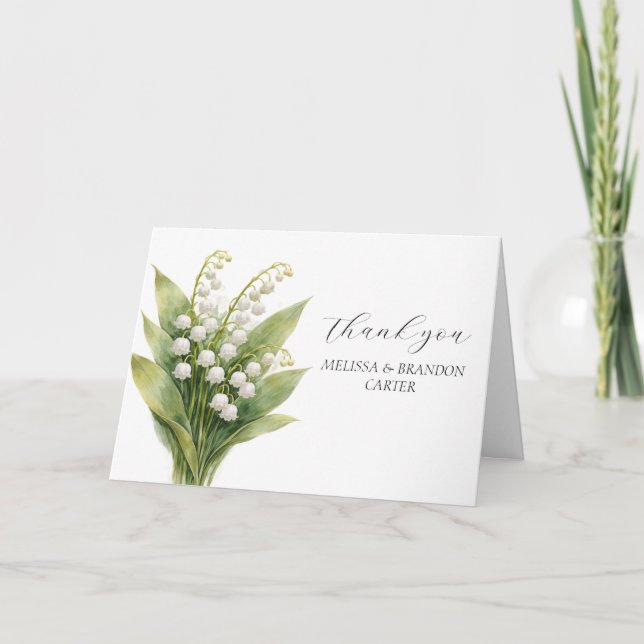 Cartão De Agradecimento Lily of The Valley White Floral Wedding Thank you  (Frente)