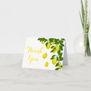 Cartão De Agradecimento Limão Amarelo Obrigado Citrino Casamento Verde