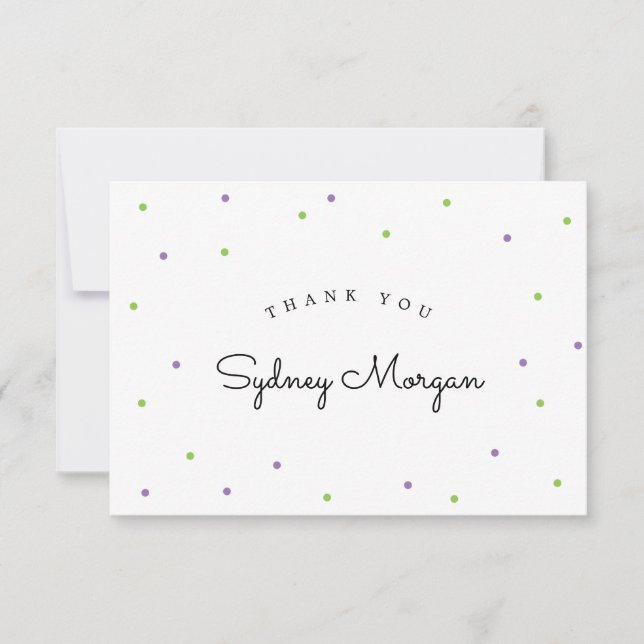 Cartão De Agradecimento Limão moderno e Bolinhas roxas Obrigado (Frente)