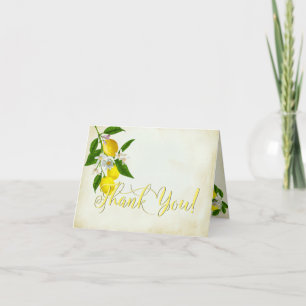 Cartão De Agradecimento Limões de Aquarelas Cheery e Flores Obrigado