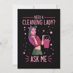 Cartão De Agradecimento Limpeza Lady Housekeeper Cleaner Gra