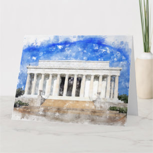 Cartão De Agradecimento Lincoln Memorial facade em aquarela