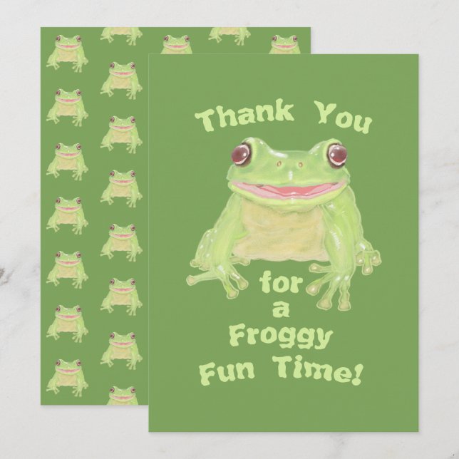 Cartão De Agradecimento Linda árvorezinha verde - festa de aniversário inf (Frente/Verso)