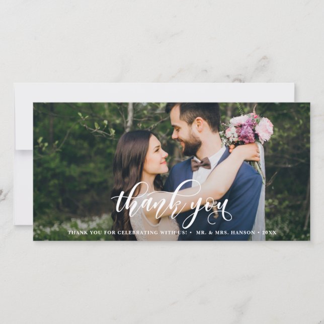 Cartão De Agradecimento Linda caligrafia moderna - Obrigado (Frente)