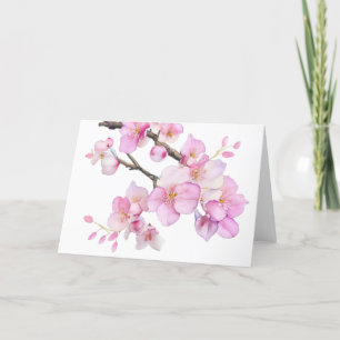 Cartão De Agradecimento Linda cor-de-água rosa cereja floral