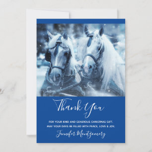 Cartão De Agradecimento Linda equipe de cavalos Foto de inverno Obrigado