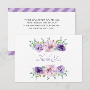 Cartão De Agradecimento Linda Floral Roxa Lavanda