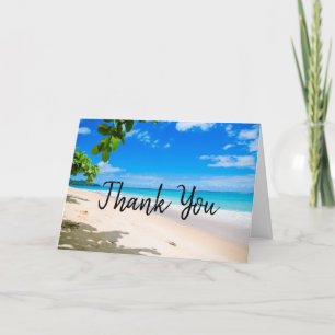 Cartão De Agradecimento Linda Foto de Praia Tropical Ensolarada Obrigado