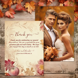 Cartão De Agradecimento Linda Foto do Casamento outono Autumn Vintage
