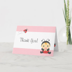 Cartão De Agradecimento Linda Menina Bebê Joaninha, Obrigada