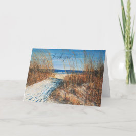 Cartão De Agradecimento Linda pintura de praia com areia dunas Obrigado
