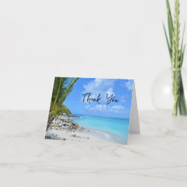 Cartão De Agradecimento Linda Praia Tropical Turquesa