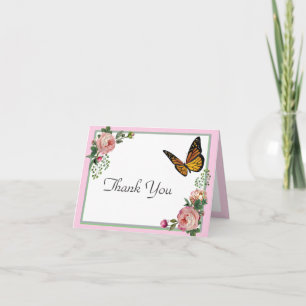 Cartão De Agradecimento Linda Rosa Botânica Vintage Rosa