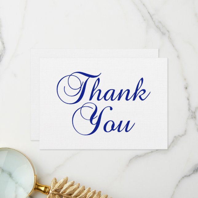 Cartão De Agradecimento Linda Script Real de Caligrafia Azul (Frente/Verso In Situ)