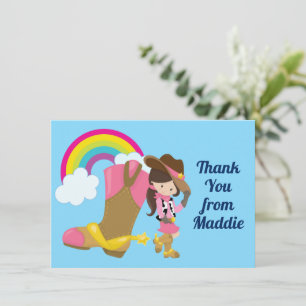 Cartão De Agradecimento Linda Vaqueira Arco-íris Personalizado Menina Coun