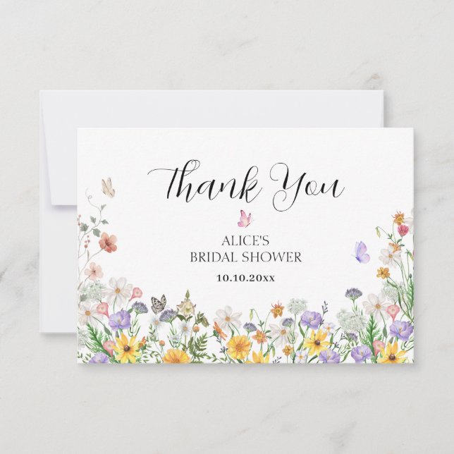 Cartão De Agradecimento Lindas flores de aquarela (Frente)