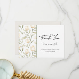 Cartão De Agradecimento Lindas Flores de Tulipa Creme Obrigado