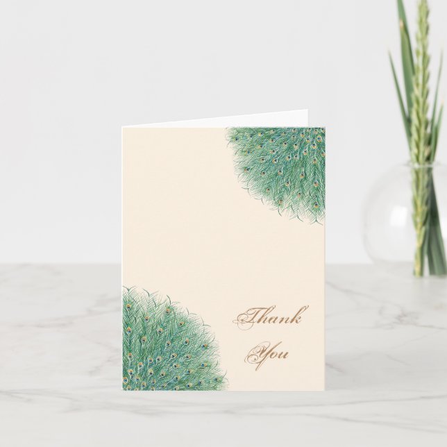 Cartão De Agradecimento Lindas Penas de Pavão Obrigado (Frente)