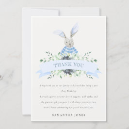 Cartão De Agradecimento Lindíssimo Coelho Aqua Azul Folhagem Aniversário d