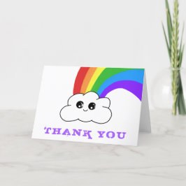 Cartão De Agradecimento Lindo Arco-íris Kawaii Nuvem Crianças Obrigado Ani