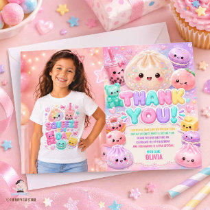 Cartão De Agradecimento Lindo Brilho Bolinho Pão Fofo Aniversário