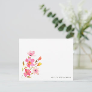 Cartão De Agradecimento Lindo Chuveiro Nupcial Floral em Aquarela Rosa