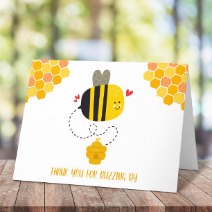 Cartão De Agradecimento Lindo Doce Kawaii Abelha Feliz Aniversário Zunindo