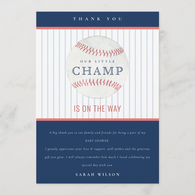 Cartão De Agradecimento Lindo Exército Nossa Pequena Campeã Festa de Bebê  (Frente)