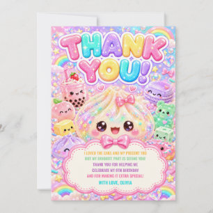 Cartão De Agradecimento Lindo Glitter Dumpling Bao Squishy Festa de Aniver