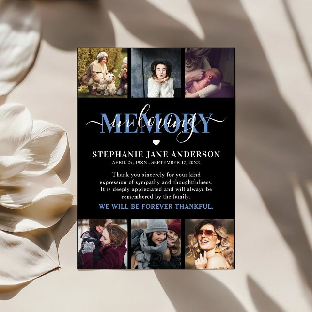 Cartão De Agradecimento Lindo Lembrança Em Memória Foto Colagem Recordação (Criador carregado)