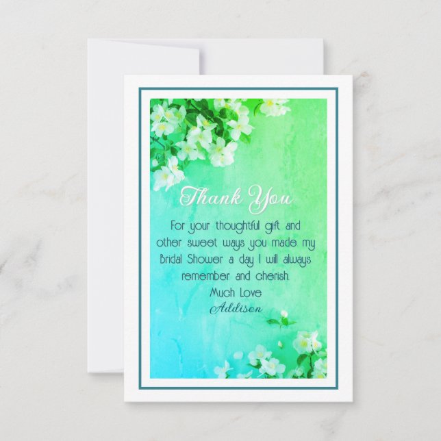 Cartão De Agradecimento Lindo Muito Obrigado no Chá de Noiva Personalizado (Frente)