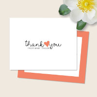 Lindo Obrigado Coral Laranja Coração Chá de Bebê