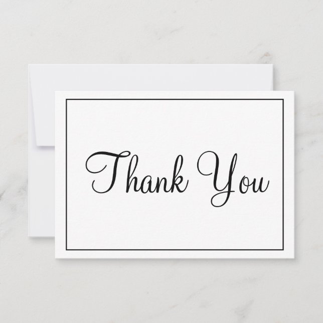 Cartão De Agradecimento Lindo Obrigado Preto e Branco (Frente)